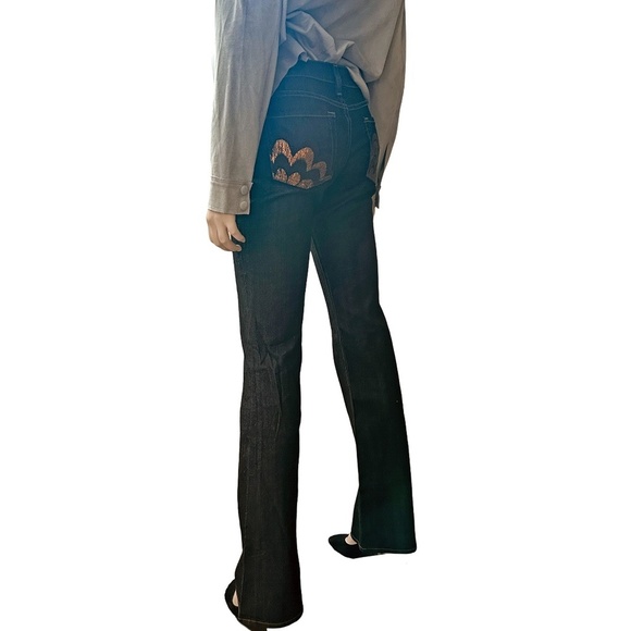 7 FOR ALL MANKIND Jeans Bootcut Pants Low Rise Gold Pocket Vintage Made USA NWOT - Picture 3 of 16